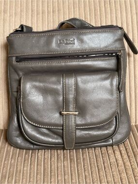 La Diva Men's Leather-Look Messenger Bag in Dark Gray